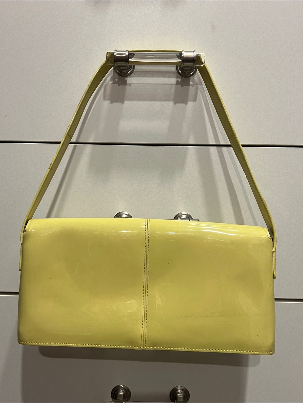 DKNY City Vintage Yellow Patent Leather Shoulder Bag - Picture 5 of 13